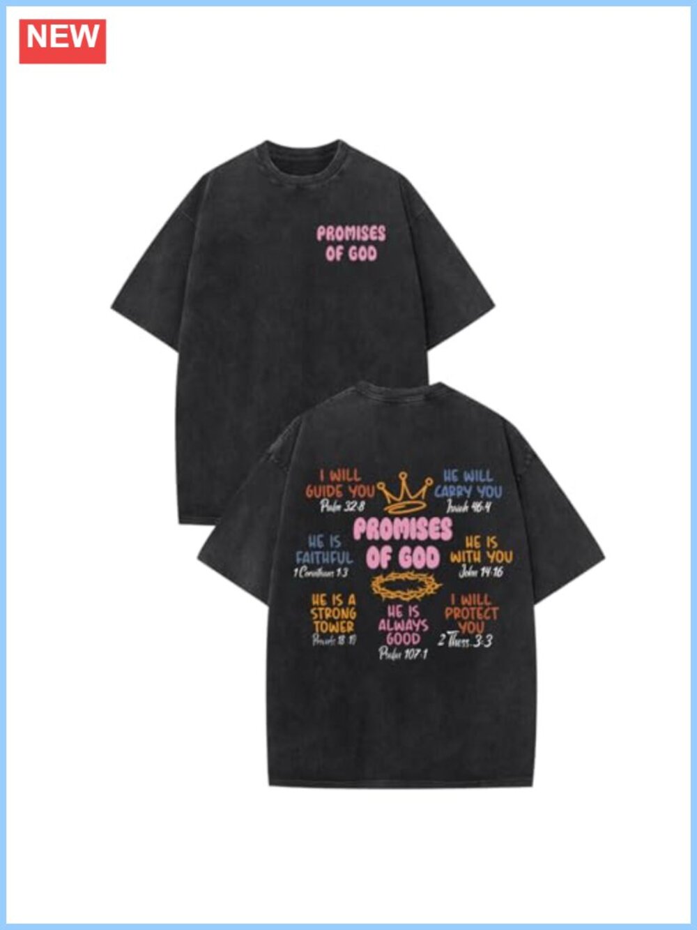 Oversized Christian Graphic Tee Bible Verse Women's Cotton T-Shirt